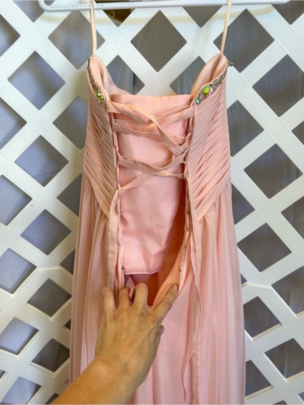Bonny Bridal Pink Beaded Strapless Prom Dress Chiffon Formal Gown Size 4 Fairy - Picture 7 of 13